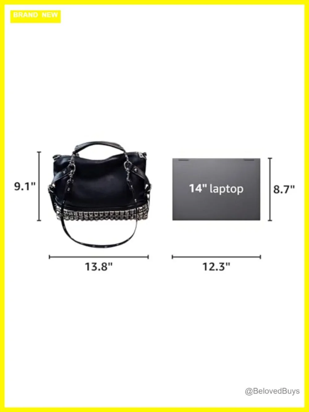 Punk Rivet Hobo Handbag Women Large Crossbody Purse Faux Leather Top Handle